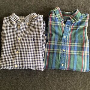 Ralph Lauren Boys Lrg 14-16 Blue & WhiteCheckered and Blue/Multi Plaid Shirts.